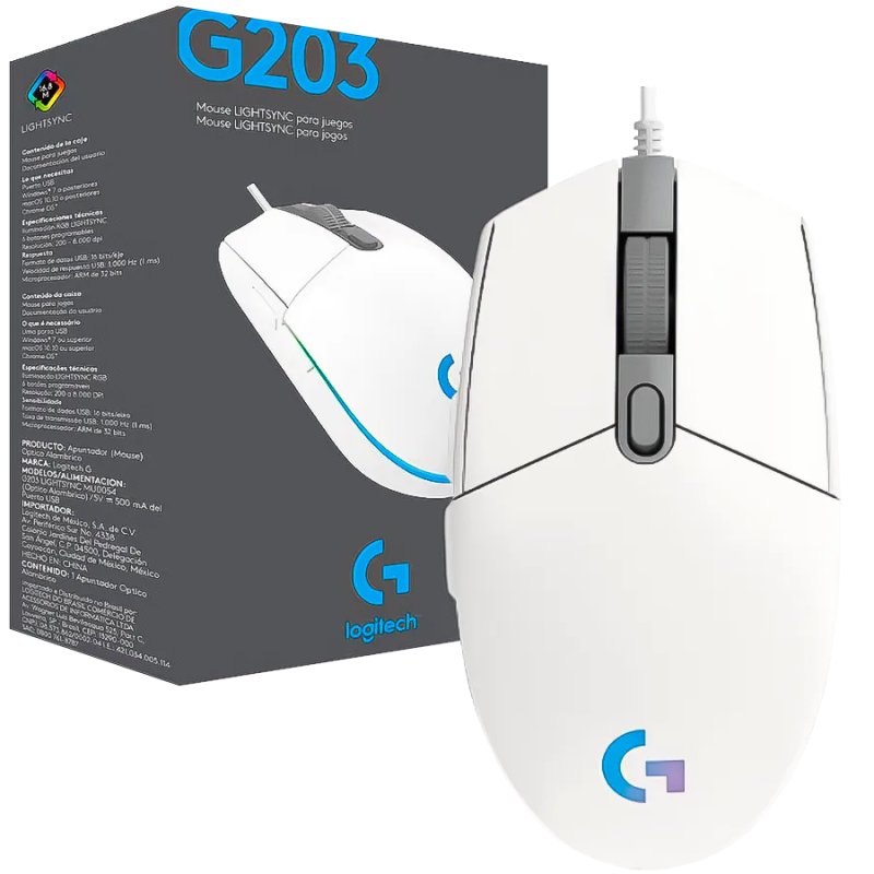MOUSE GAMER LOGITECH G203 WH RGB