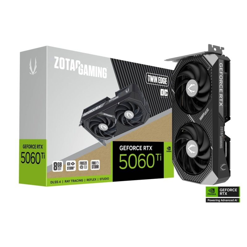 TARJETA DE VIDEO ZOTAC TWIN EDGE RTX 5060 TI 8GB OC 2 FAN 3 AÑOS DE GARANTIA