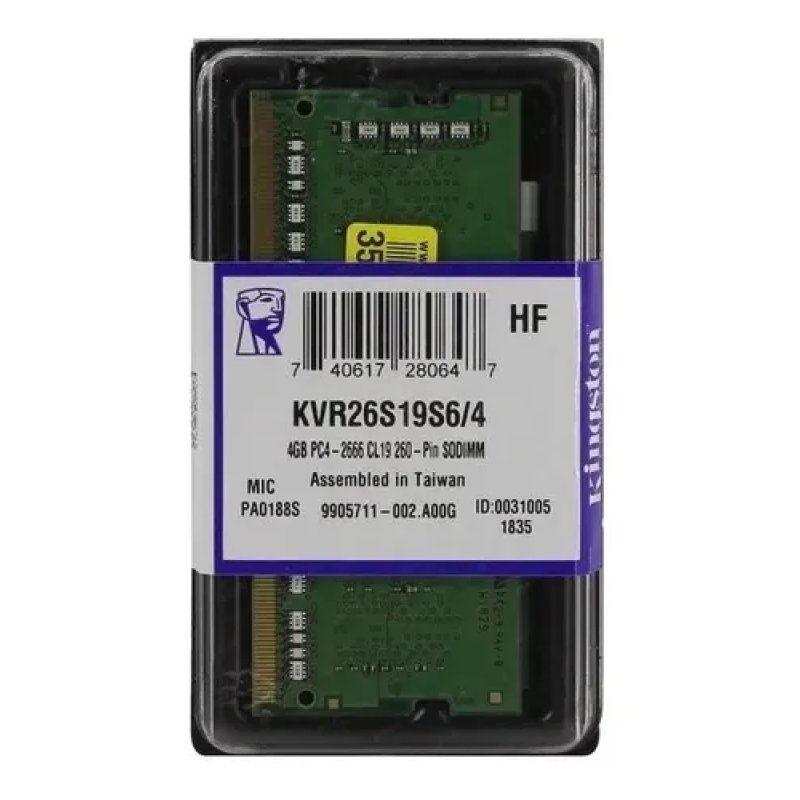 RAM DDR4 KINGSTON 4GB 2666MHZ CL19 OB